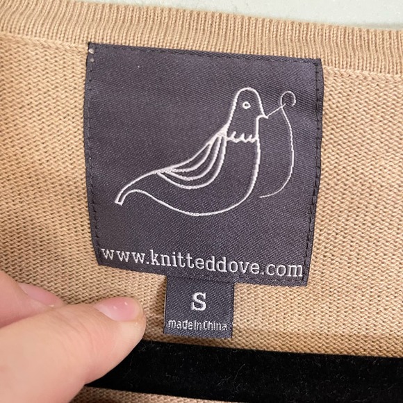 Knitted Dove Tan Sequin Embellished Long Sleeve Button Up Cardigan Sweater Small - Picture 5 of 9